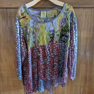 URU Kristine St. RRIK 100% Silk Boutique Asymmetrical Blouse One Size